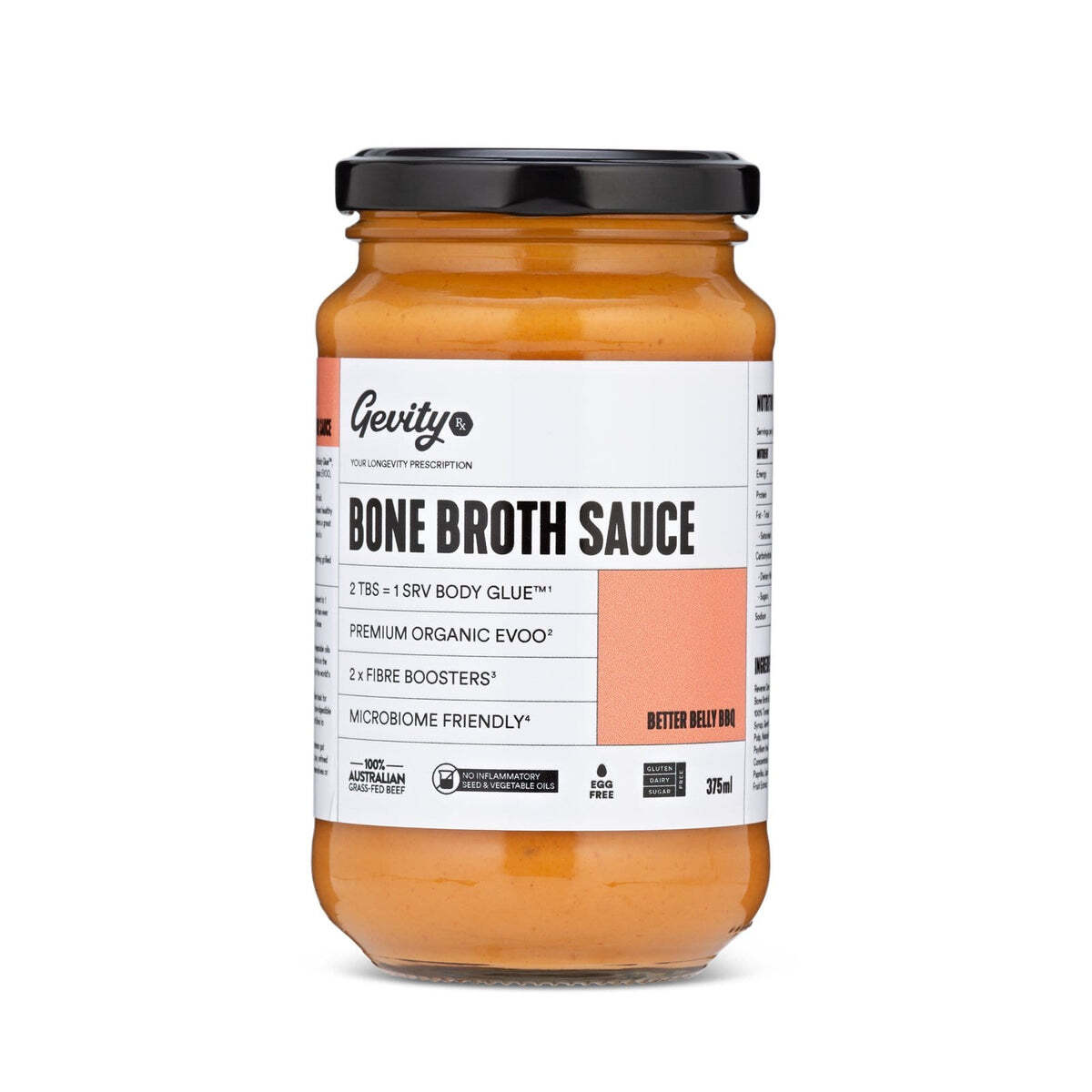 GevityRx Bone Broth Sauce - Better Belly BBQ 375mls