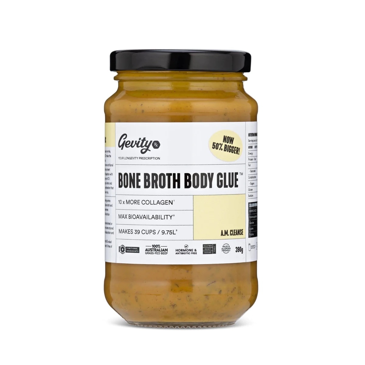 GevityRx Bone Broth Body Glue - A.M Cleanse 390g (Turmeric and Ginger Blend)
