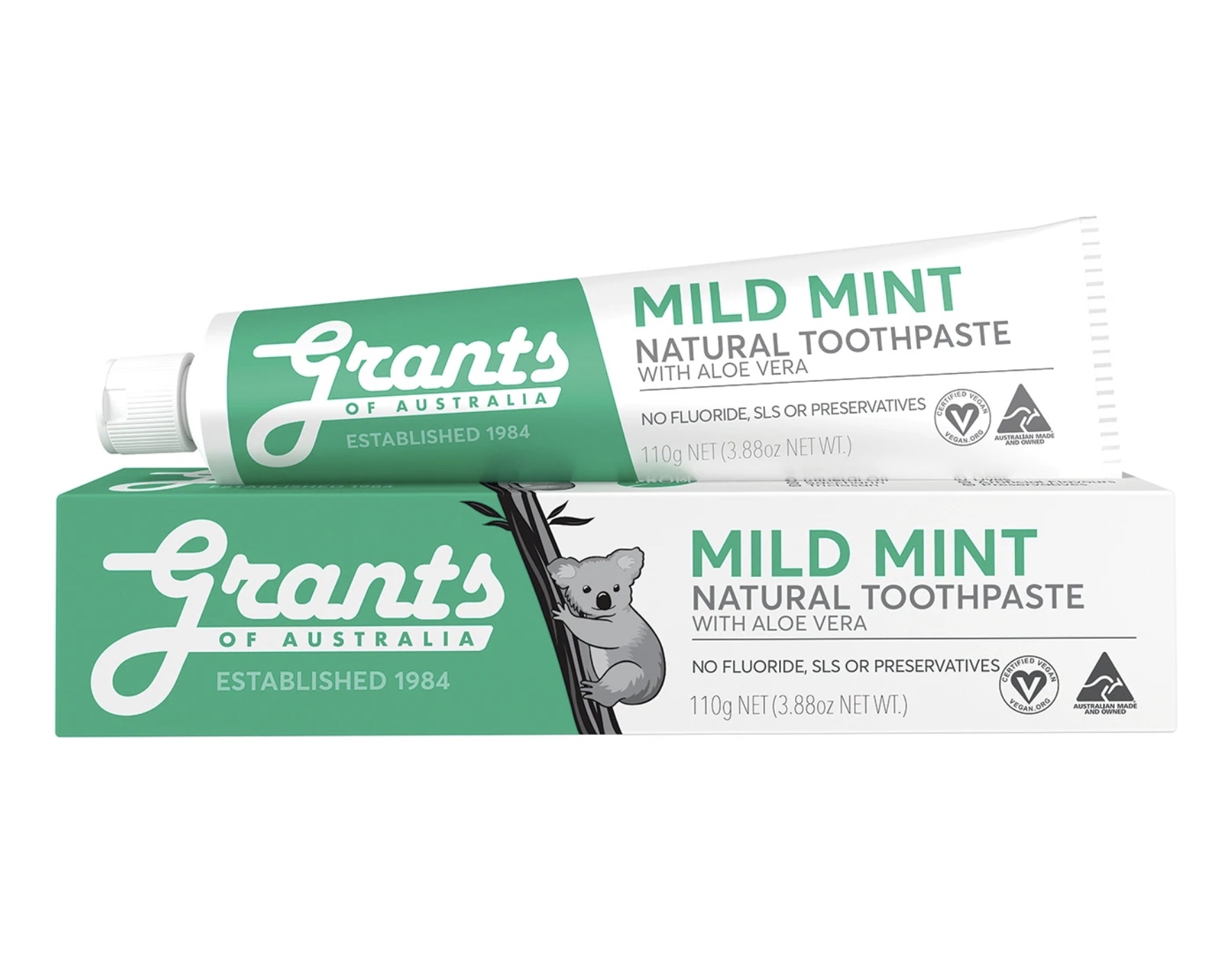 Grants Mild Mint Toothpaste - Fluoride Free 110g